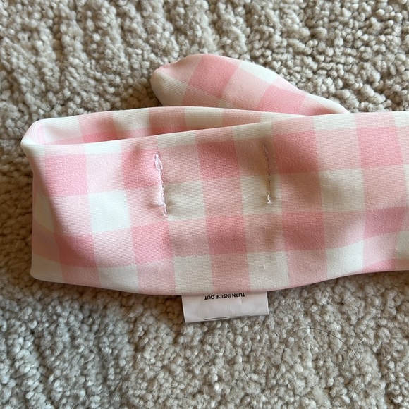 Mud pie pink and white gingham waterproof baby girl headband - Picture 8 of 12